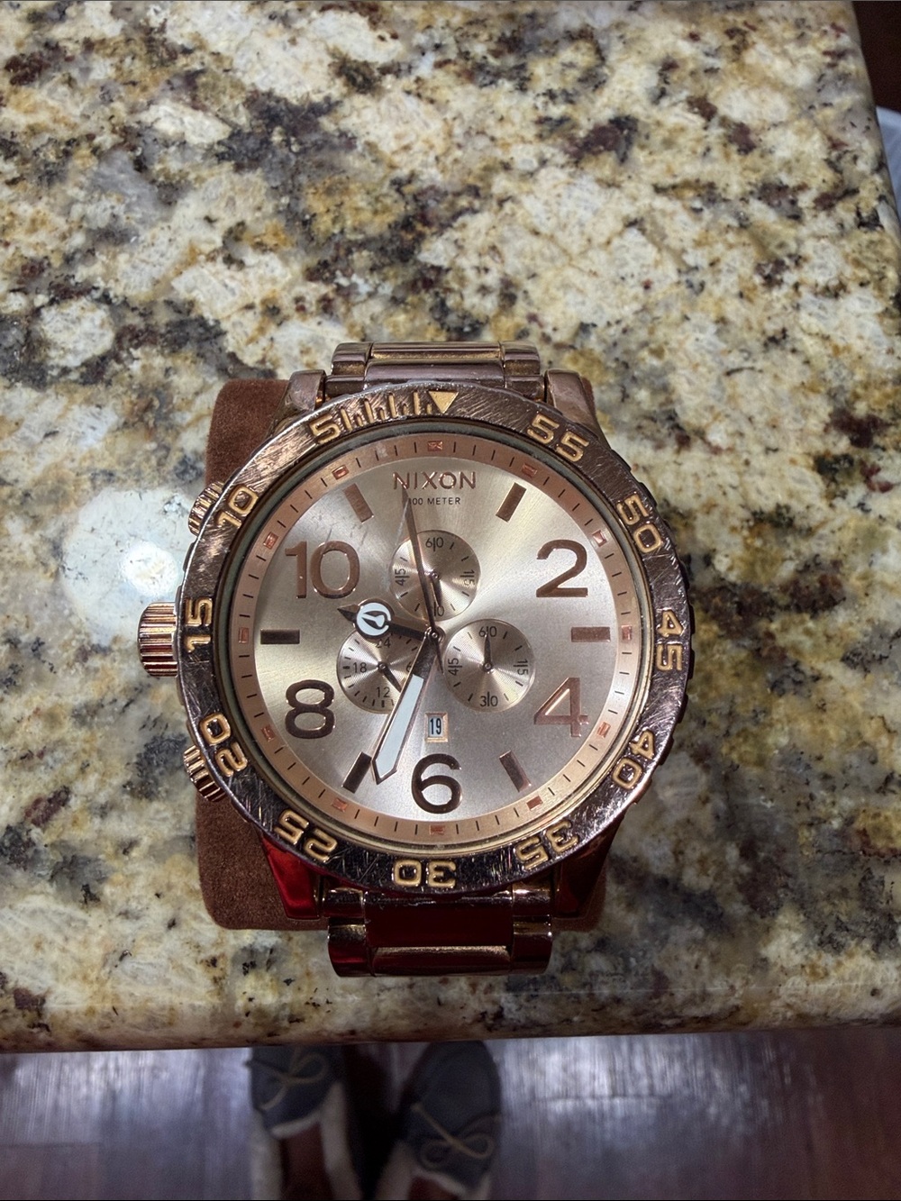Nixon Rose Gold Metal Chronograph Watch